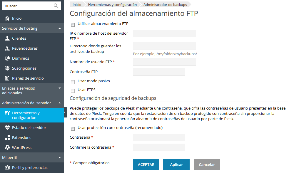 FTP_storage_settings